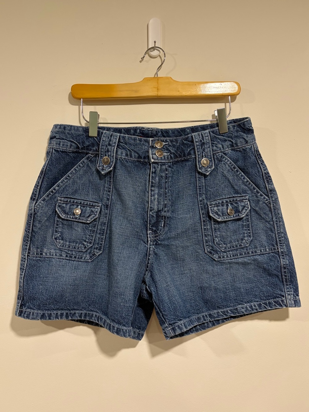 Vintage 90s Y2K Denim Cargo Utility Cotton Shorts Women’s Size 12